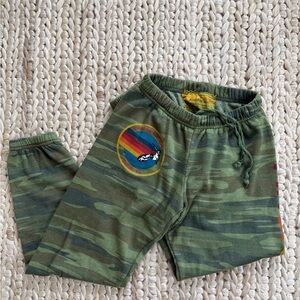 Aviator Nation Logo Sweatpants Camo - Joggers with Rainbow Logo